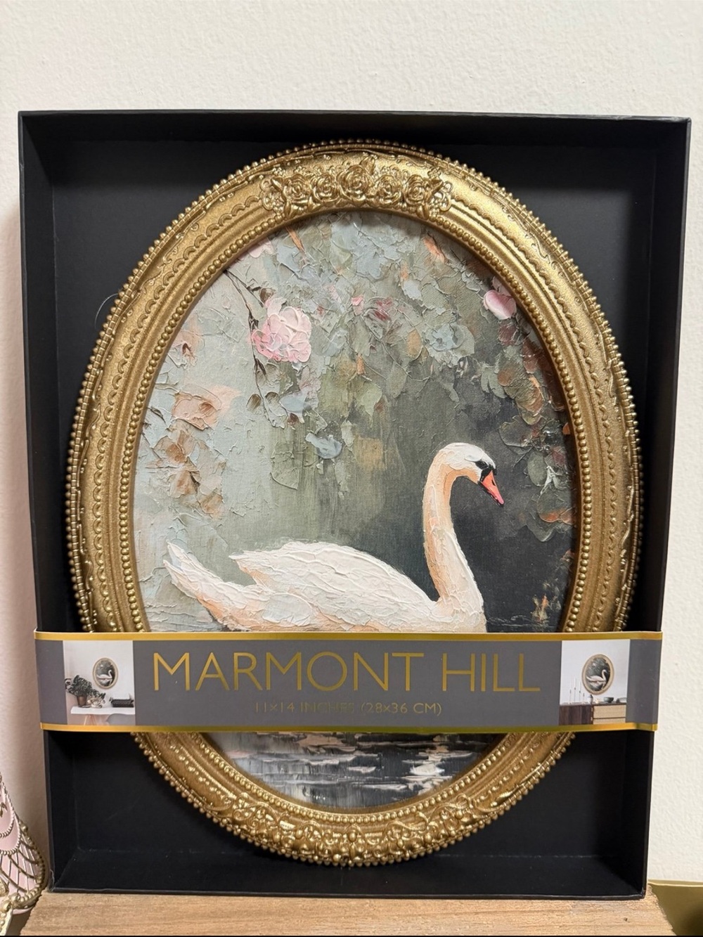 Viral Marmont Hill Swan Gold Framed Wall Art Painting 
11in x 14in